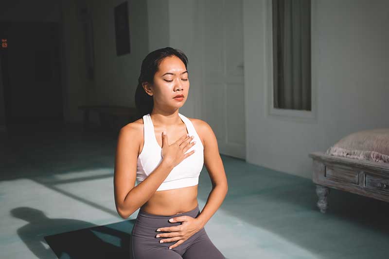 Three-part breathing exercise
