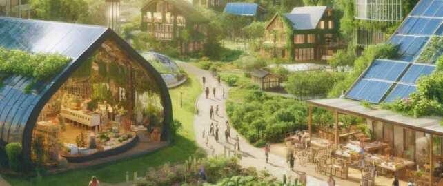 Illustration of a guide to sustainable living, featuring eco-friendly practices