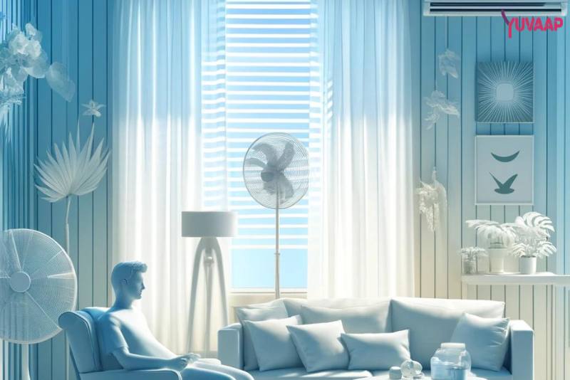 Person relaxing in a cool, shaded room during a heatwave