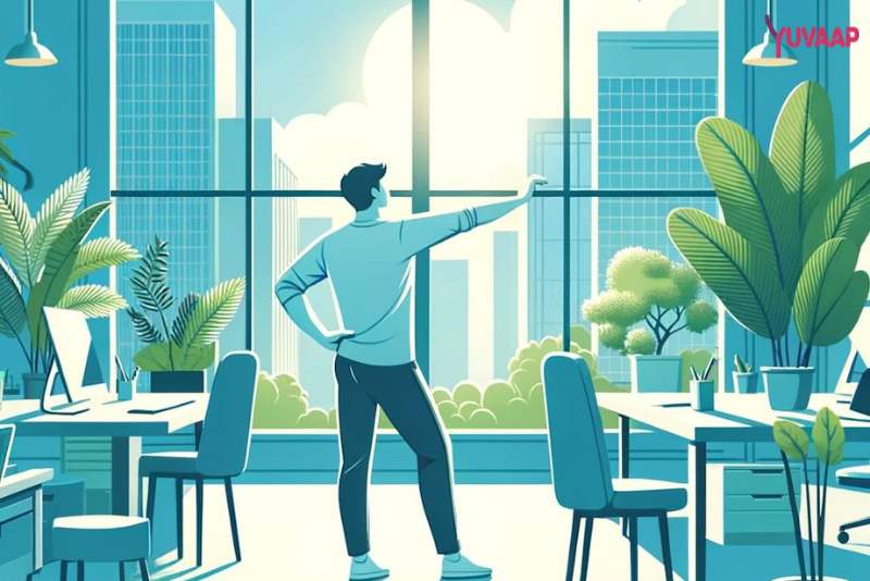 Person taking a break from screen to reduce eye strain during heatwave