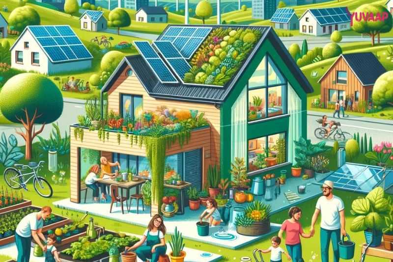 Illustration of sustainable living practices
